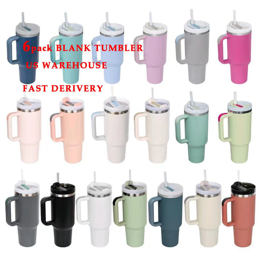 6pack US Warehouse NEW 40oz  Stainless Steel  Double Wall Keep Cold For A Long Time With Handle  Wholesale Bluk Tumbler