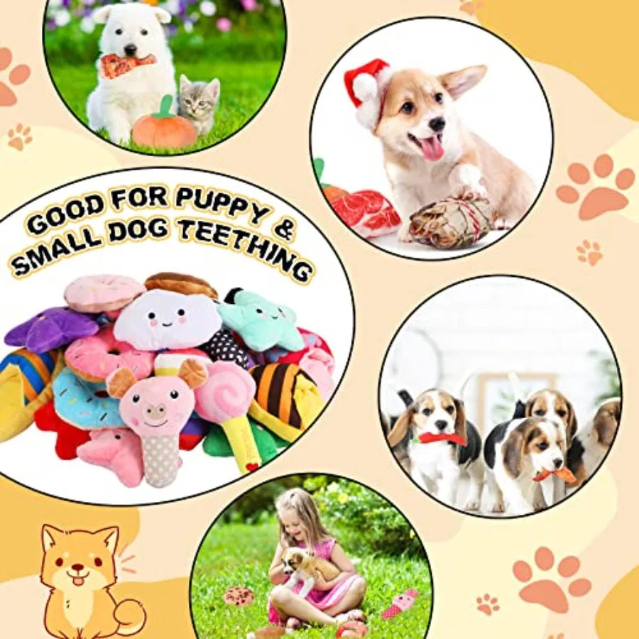 80 Pcs Christmas Dog Toys Squeaky Plush Chew Toys for Medium Small Puppies Bulk Gift Set with Squeakers Cute Style Teething Rel